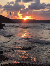 Scenic view of sea during sunset