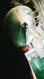 High angle view of lighting equipment in container