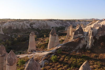 Panoramic view of townscape against clear sky