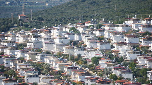 High angle view of white buildings