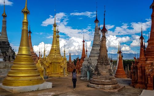 Panoramic view of temple building against sky