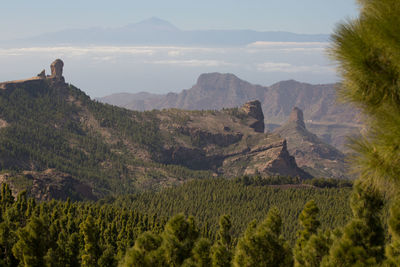 Scenic view of landscape and mountains against sky