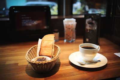 Coffee cup on table