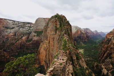 Panoramic view of rocky mountains against sky