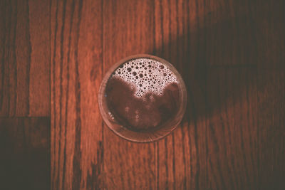 High angle view of drink on table