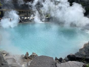 Panoramic shot of rocks on water