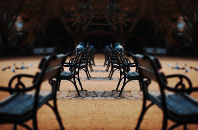 Empty bench in park