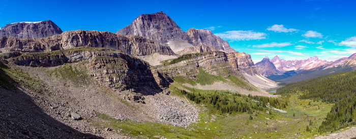 Scenic view of rock formations against sky