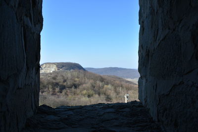 Scenic view of mountains against clear sky