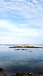 Scenic view of sea against cloudy sky