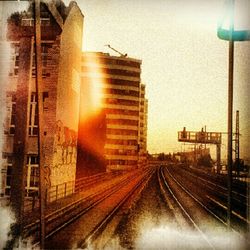 Railroad track at sunset