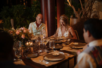 Group of people in restaurant