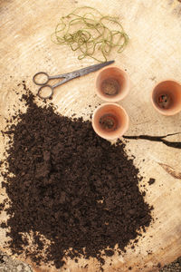 High angle view of coffee on table