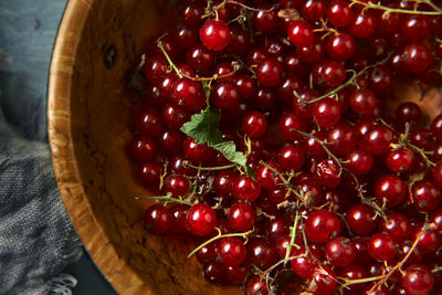 Directly above shot of cherries in bowl