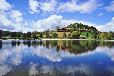 Scenic view of lake against sky