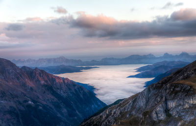 Scenic view of mountains against sky