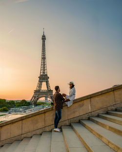 Low angle view of eiffel tower