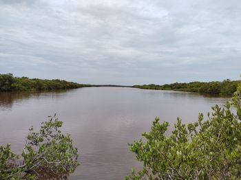 Scenic view of lake against sky