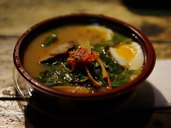 Close-up of soup in bowl