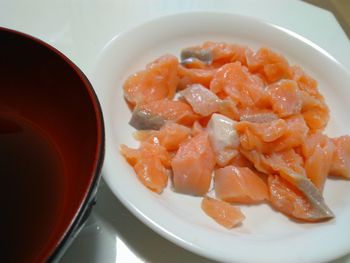 High angle view of meal served in bowl