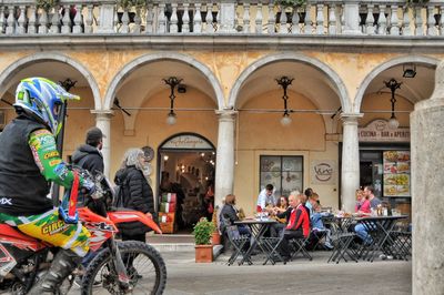 Group of people in front of building