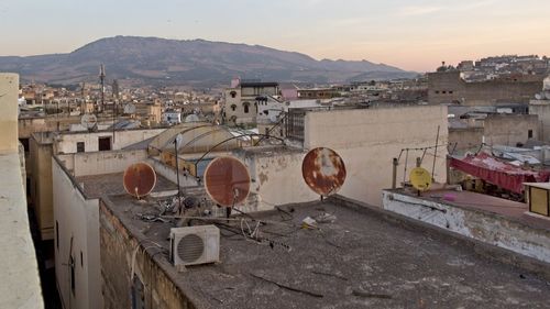 High angle view of townscape against sky