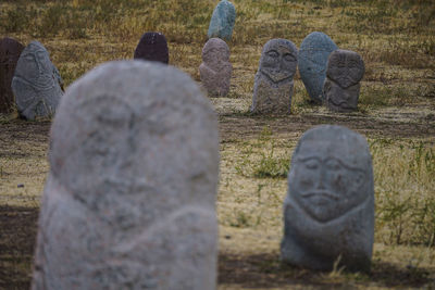 Close-up of stone in cemetery