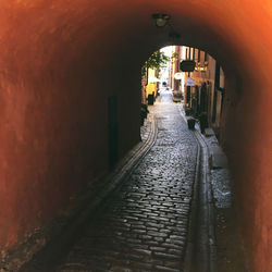 Narrow alley along buildings