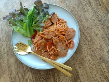 High angle view of meal served in plate