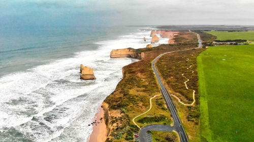 High angle view of beach