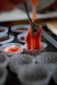 Close-up of sweet food in cupcake holder