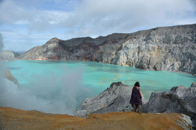 A man on ijen crater