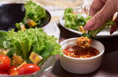 Close-up of food on table