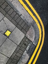 High angle view of zebra crossing on road