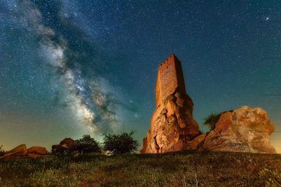 Rock formations at night