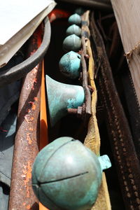 High angle view of old machine