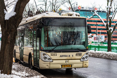 Cars on street in winter