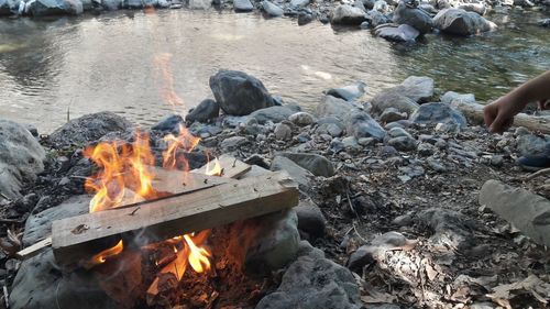 Bonfire on rock