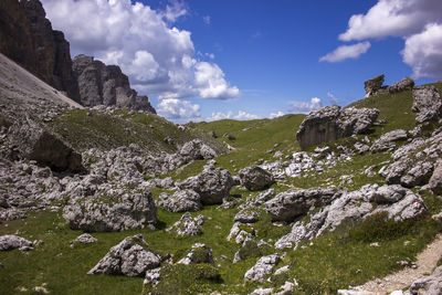 Scenic view of rocky mountains against sky