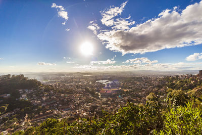 Aerial view of townscape against sky