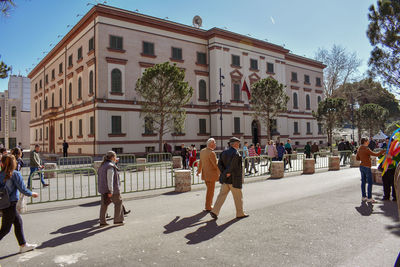 People on street in city