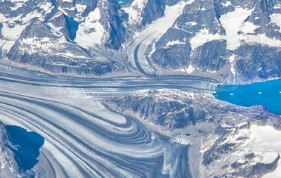 Aerial view of snowcapped mountains