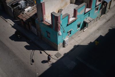 High angle view of buildings in city