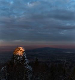 Scenic view of landscape against sky during sunset