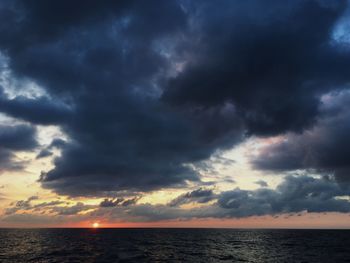 Scenic view of sea against dramatic sky