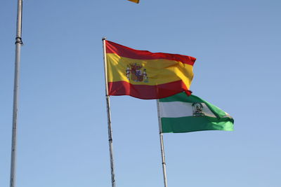 Flags in the wind of spain and andalusia