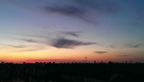 View of cityscape at sunset