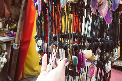 Close-up of hands for sale in market