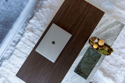 High angle view of food on table