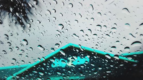 Full frame shot of raindrops on glass window